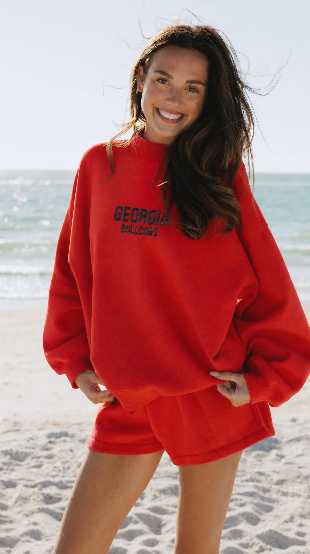 Georgia Embroidered Mock-Neck